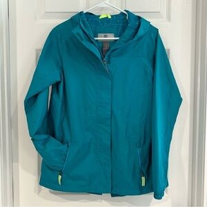 C9 by Champion Wind Breaker Lightweight Hood Blue Teal Jacket Girls XL 14/16